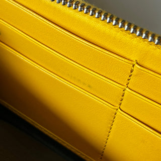 GUCCI GG Yellow Embossed Leather Zip Around Wallet