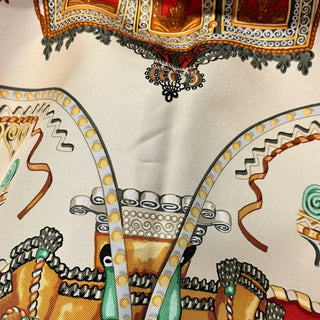 HERMES Paperoles Red Silk Scarf 90