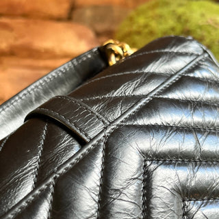 SAINT LAURENT Mini College Shiny Crackled Leather Shoulder Bag