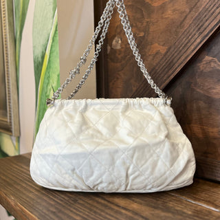 CHANEL White Accordion with Center Closure Shoulder Bag ADI11207