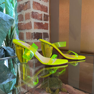 LOUBOUTIN Neon Yellow PVC Ovida Clear Sandal Heels SZ 41 (US 11)