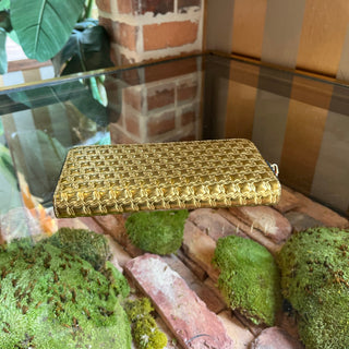 CHRISTIAN LOUBOUTIN Panettone Metallic Gold Leather Long Zip Wallet