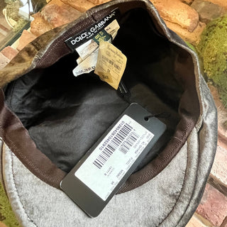 DOLCE & GABBANA Newsboy Hat Gray Velvet Hat SZ58