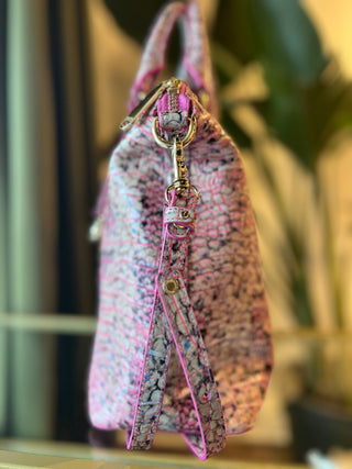 BRAHMIN Pink Cobra Large Duxbury Satchel