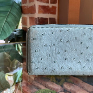 GUCCI Long Zip Organizer Blue Ostrich Interlocking G Wallet