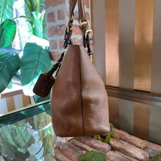 PRADA Brown Vitello Daino Leather Tote