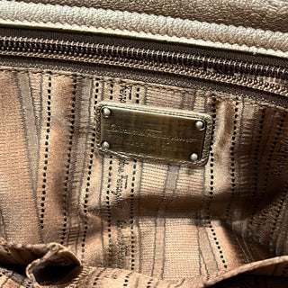 FERRAGAMO Metallic Champagne Leather Shoulder Bag