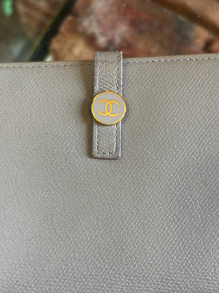 CHANEL Gray Coco Button Wallet