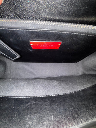 VALENTINO Black Vitello Rockstud Flap Shoulder Bag