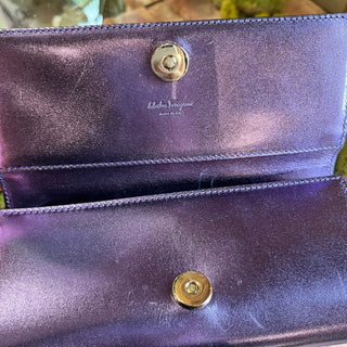 FERRAGAMO Purple Top Handle Wallet On Chain