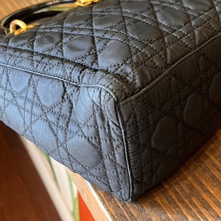 CHRISTIAN DIOR Lady Dior Large Black Nylon Cannage Tote Bag