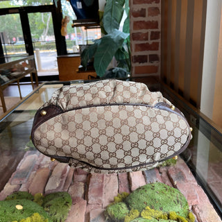 GUCCI Jockey GG Brown Monogram Canvas Hobo Bag