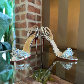 LOUBOUTIN Okydok Lurex Silver Metallic Patent Leather Heels SZ 41 (US 11)