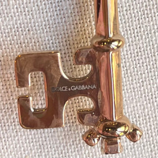 DOLCE & GABBANA Crystal Crown Key Clip-On Metal Earrings
