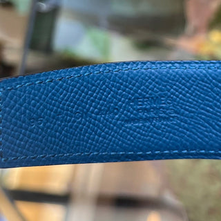 HERMES Men's Bleu Saphir Vert Bosphore Swift Epsom A Cheval Buckle Belt 95 (33/34 US)