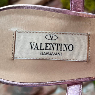 VALENTINO Light Pink Metallic Leather Rockstud Heels SZ 40 (US 10)