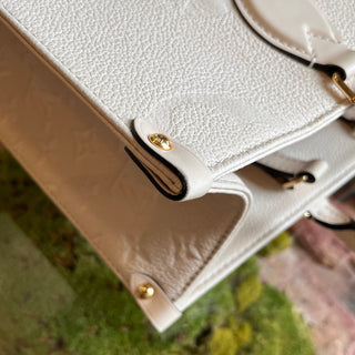 LOUIS VUITTON OnTheGo MM Beige Empriente Giant Monogram Leather Tote