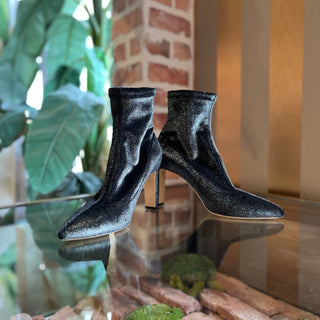JIMMY CHOO Metallic Black Velvet Sock Boots SZ 41 (US 11)