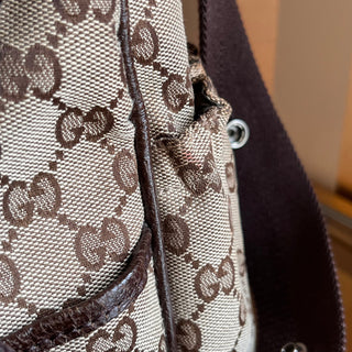 GUCCI Beige Brown GG Canvas Diaper Crossbody Bag