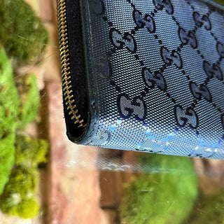 GUCCI GG Imprime Wallet Blue Canvas Wallet