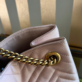 GUCCI GG Marmont Pink Matelassé Leather Chain Shoulder Bag