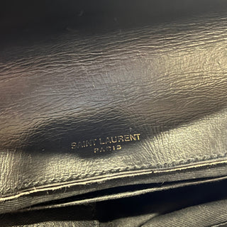 SAINT LAURENT Mini College Shiny Crackled Leather Shoulder Bag