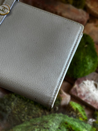 CHANEL Gray Coco Button Wallet