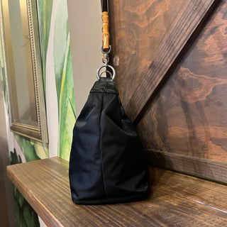 GUCCI Bamboo Black Nylon Shoulder Bag