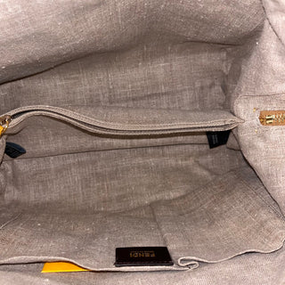 FENDI Chameleon Yellow Woven Raffia Tote