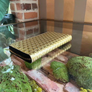 CHRISTIAN LOUBOUTIN Panettone Metallic Gold Leather Long Zip Wallet