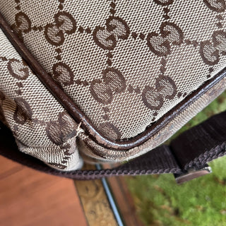 GUCCI Beige Brown GG Canvas Diaper Crossbody Bag