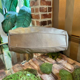 FERRAGAMO Metallic Champagne Leather Shoulder Bag