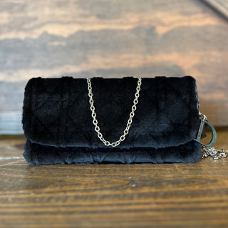 DIOR Miss Dior Black Fur Cannage Crossbody Bag