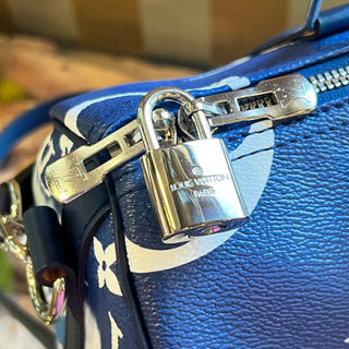 LOUIS VUITTON Speedy Bandouliere 30 Blue Escale Canvas Satchel Bag