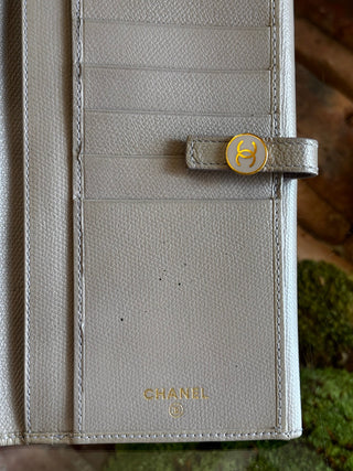 CHANEL Gray Coco Button Wallet