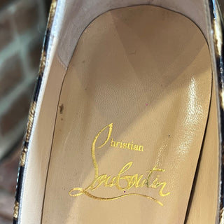 CHRISTIAN LOUBOUTIN Very Prive 120 Leopard Print Patent Peep Toe Pumps SZ35(5US)