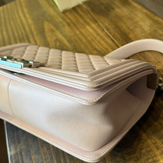 CHANEL Boy Bag Old Medium Baby Pink Calfskin Shoulder Bag