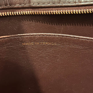 CHANEL Logo Tote Brown Embroidered Calfskin Leather Vintage Tote