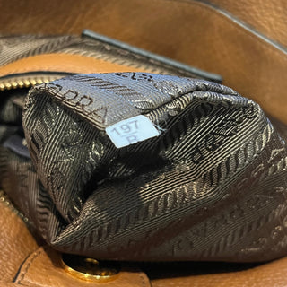 PRADA Brown Vitello Daino Leather Tote