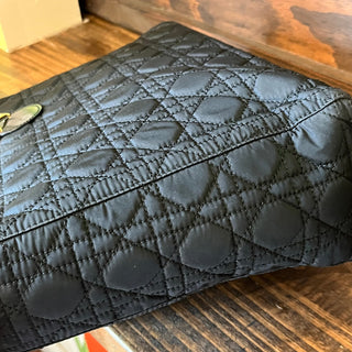 CHRISTIAN DIOR Lady Dior Large Black Nylon Cannage Tote Bag