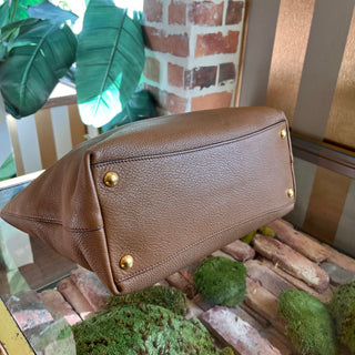 PRADA Brown Vitello Daino Leather Tote