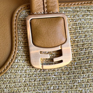 FENDI Chameleon Yellow Woven Raffia Tote