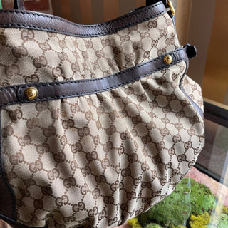 GUCCI Jockey GG Brown Monogram Canvas Hobo Bag