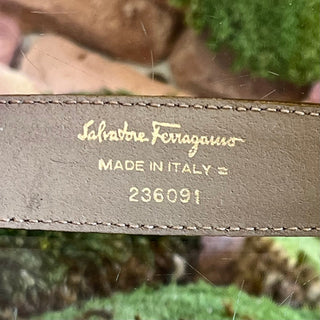 FERRAGAMO Gancini Mint Suede Belt XS