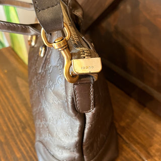 GUCCI Heart-Bit Brown Metallic Guccissima Leather Tote