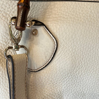 GUCCI Diana White Leather Bamboo Top Handle Tote