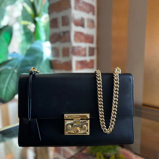 GUCCI Black Leather Padlock Large Shoulder Bag