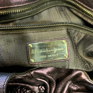 FERRAGAMO Metallic Purple Leather Woven Gancini Hobo Bag