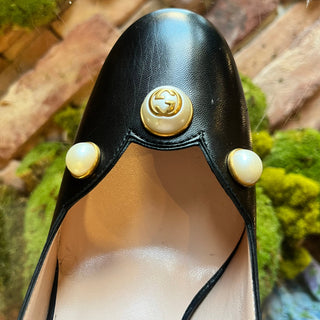 GUCCI Black Leather Pearl Embellished Pumps SZ 40 (10 US)