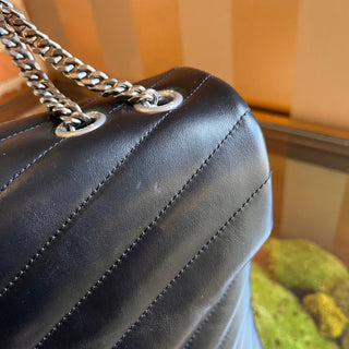 SAINT LAURENT Medium LouLou Black Matelasse Shoulder Bag